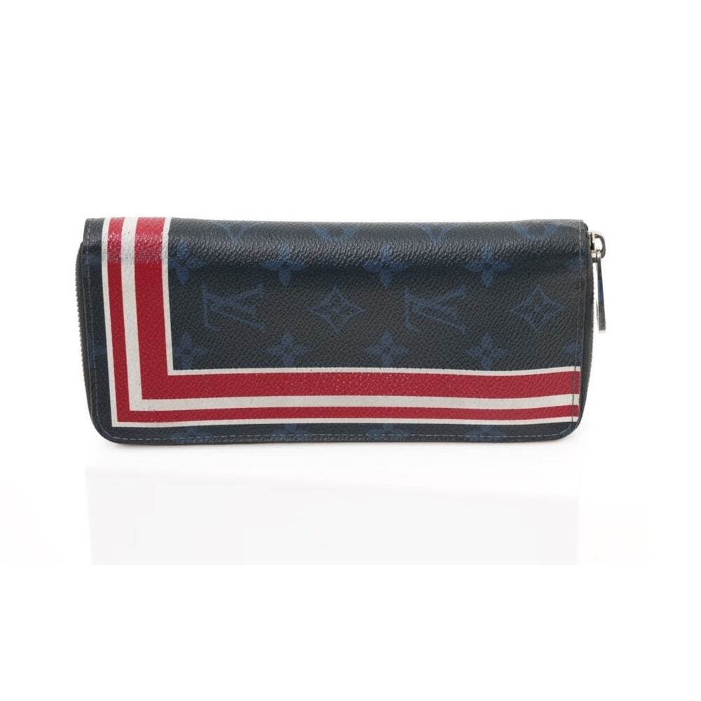 Louis Vuitton Rare Canvas Zippy Vertical Monogram Cobalt Stripe Long Wallet